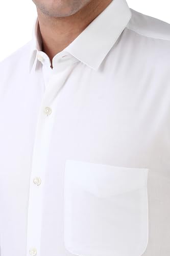 Image of Peter England Men's Classic Textured Slim Fit Full Sleeve Shirt | Wonder Fabric | Cotton Rich | Premium Dobby