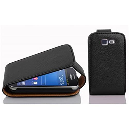 cadorabo Coque pour Samsung Galaxy Trend Lite en Noir DE Jais - Housse Protection en Style Flip en Similicuir Structuré - Etui Poche Folio Case Cover
