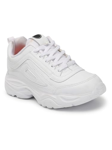 Image of Men's White Sports Running Shoes | Lightweight Breathable Sneakers | Anti-Skid Casual Walking Gym Shoes