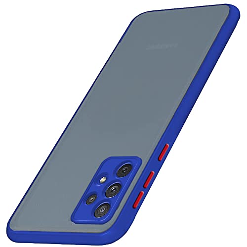 TheGiftKart Thermoplastic Polyurethane Translucent Hybrid Samsung Galaxy A52/A52S 5G Back Case Cover|Smoked Matte Back|360 Degree Protection|Protective Hard Back Case Cover for Mobile(Blue Bumper)