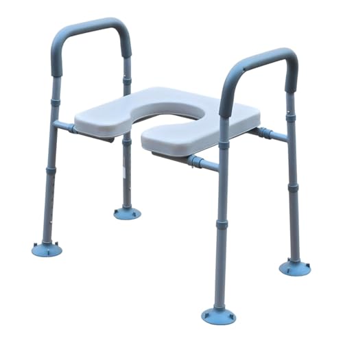 Image of VEAYVA SafeSeat 3-in-1 Raised Toilet Seat, Portable Commode Chair & Toilet Safety Rails for Elderly and Disabled | Height Adjustable, Soft Cushioned Seat, Suction Vacuum Legs, Heavy Duty Bathroom Safety Aid