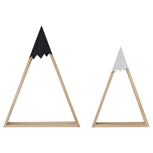 Nacnic - Pack 2 Estantes de Pared Madera Grande y Pequeño - Triangular Montaña Negro y Blanco - Estantería Flotante Estilo Nórdico para Decoración