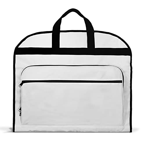 Dalix 39" Garment Bag Cover For Suits And Dresses Clothing Foldable W Pockets White #TOP8