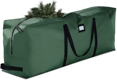 ZOBER 600D Oxford Fabric Christmas Tree Storage Bag - Fits 7.5 Ft Artificial Trees - Tear Proof Waterproof Christmas Tree Bag For Storage Box For Xmas - Strong, Durable Handles - Card Slot - Green