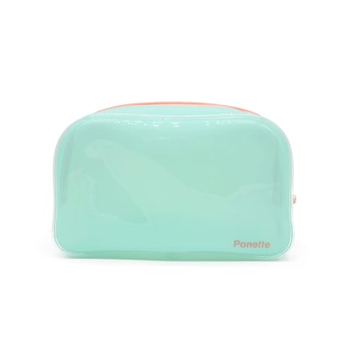 PONETTE Neceser Lanzarote Impermeable – Bolsa de Aseo para Playa, Piscina, Viaje, Gimnasio y Uso Diario – Gran Capacidad, Ligero y Plegable – Diseño Transparente con Efecto Brillo – Marca Española