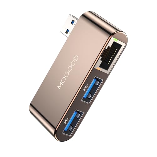 MOGOOD USB zu Ethernet Adapter, USB 2.0 zu Gigabit Ethernet LAN Netzwerkadapter, RJ45 1000Mbps 3-in-1 USB Hub mit 2*USB2.0 Ports für Laptops PC MacBook Surface XPS Windows Linux MacOS und mehr