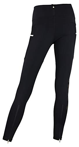 Umbro Legging feminina ativa com zíper, preto/branco, Preto/branco, M