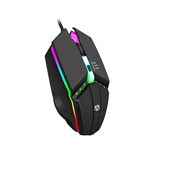 Wired Gaming Mouse, Optical USB Mice for Laptop/Desktop, 800 to 1600 and RGB Light, Ergonomic with 4 Programmable Buttons for Computer Windows 7/8/10/XP Vista Linux Chromebook PC