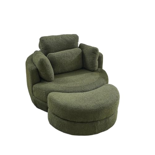 Sillón giratorio tapizado con almacenamiento beige miniatura 1