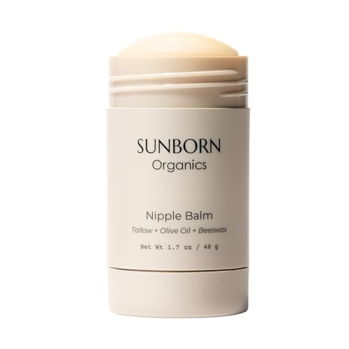 Image of Sunborn Organics Nipple Balm | Nursing-Safe Lanolin-Free Nipple Cream with 3 Edible Ingredients for Sore or Cracked Nipples | Safe for Baby, No Wipe-Off, Third-Party Tested | Made in USA