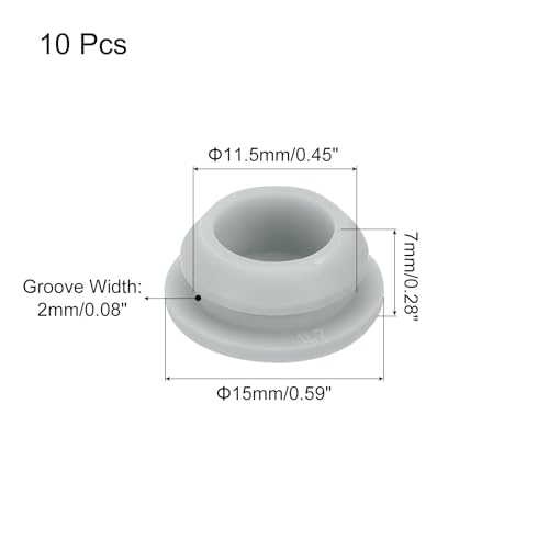 Image of MECCANIXITY 10pcs Silicone Snap in Locking Hole Plugs,11.5mm /0.5 Inch Mounting Diameter Narrow Groove Width 2mm Panel Seal Cover Round for Kitchen Bulkheads Waterproof Sealing Plugs Grey