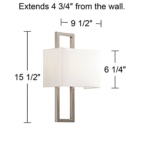 Possini Euro Design Modena Modern Wall Light Sconce Brushed Nickel Hardwired 9 1/2" Wide Fixture Shimmery Silvery Open Rectangular Shade Bedroom Bathroom Bedside Living Room Home Hallway Dining #TOP1