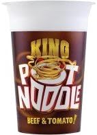 Pot Noodle Beef & Tomato Flavour, King Pot Size, Quick Filling Food, Tasty And Time Saving Snack, Suitable For Vegeterians, Large Pack perfect for Families and Teenagers ,114 g (Pack of 12)