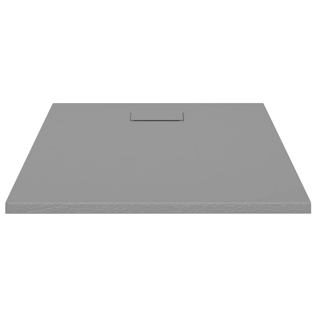 SMC Plato de ducha gris 100 x 80 cm, antideslizante con umbral bajo, superficie de pizarra duradera, resistente a los arañazos y a las manchas, fácil de limpiar para un uso duradero