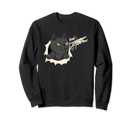 Cat Black Lover Skeleton Hand Boop Funny Halloween Animals Sudadera