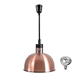 Hanging Food Heat Lamp Infrared Food Warmer Fry Heating Light 250W with Retractable Cord (Dia 29cm(Copper))