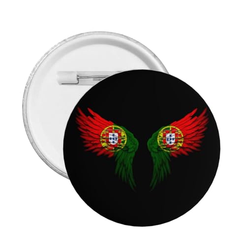 Portugal Portuguese Flag Wings Pin Round Pins Brooches, Button Badges Decor For Backpacks And Shirts