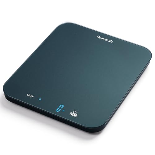 Homebuds 15kg Küchenwaage Digital, Gramm-und Unzen-Angabe in 1g/0,1oz Genauigkeit zum Backen und Kochen, LED Anzeige, 3*AAA Batterien im Lieferumfang Enthalten, Gehärtetes Glas, Blau Homebuds 15kg Küchenwaage Digital, Gramm-und Unzen-Angabe in 1g/0,1oz Genauigkeit zum Backen und Kochen, LED Anzeige, 3*AAA Batterien im Lieferumfang Enthalten, Gehärtetes Glas, Blau