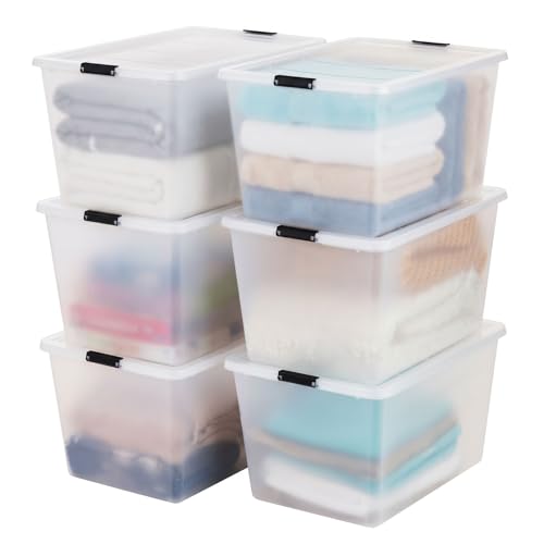 Image of IRIS USA 6-Pack High-Capacity Clip Box with Latching Lids, 55 Quart Storage Bins, Supply Containers for Home, Office & Classroom Organization