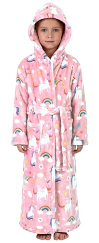 YUPING Girls Bathrobes Kids Long Hooded Robe Girl Pink Unicorn Robes 6-7 Years