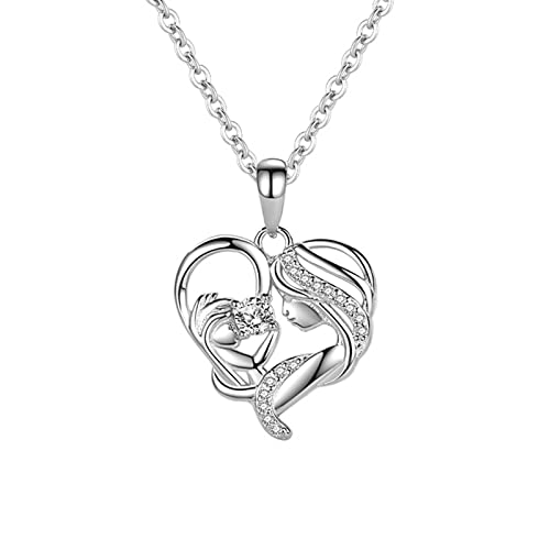 Collier coeur argent 925 anti-allergie avec chaîne solide et pendentif brillant pour femme