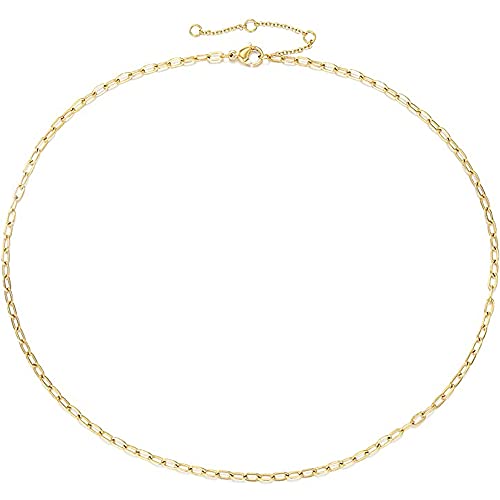 Lcherry Dainty Choker Necklace for Women, 14K Gold Plated, Stainless Steel, No Gemstone