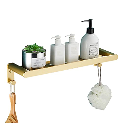 YANYUESHOP Shower Caddy No Drilling Shower Caddie Adhesive Shower Shelf Wall Mounted Anti- Space Aluminum for Bathroom Toilet-Golden