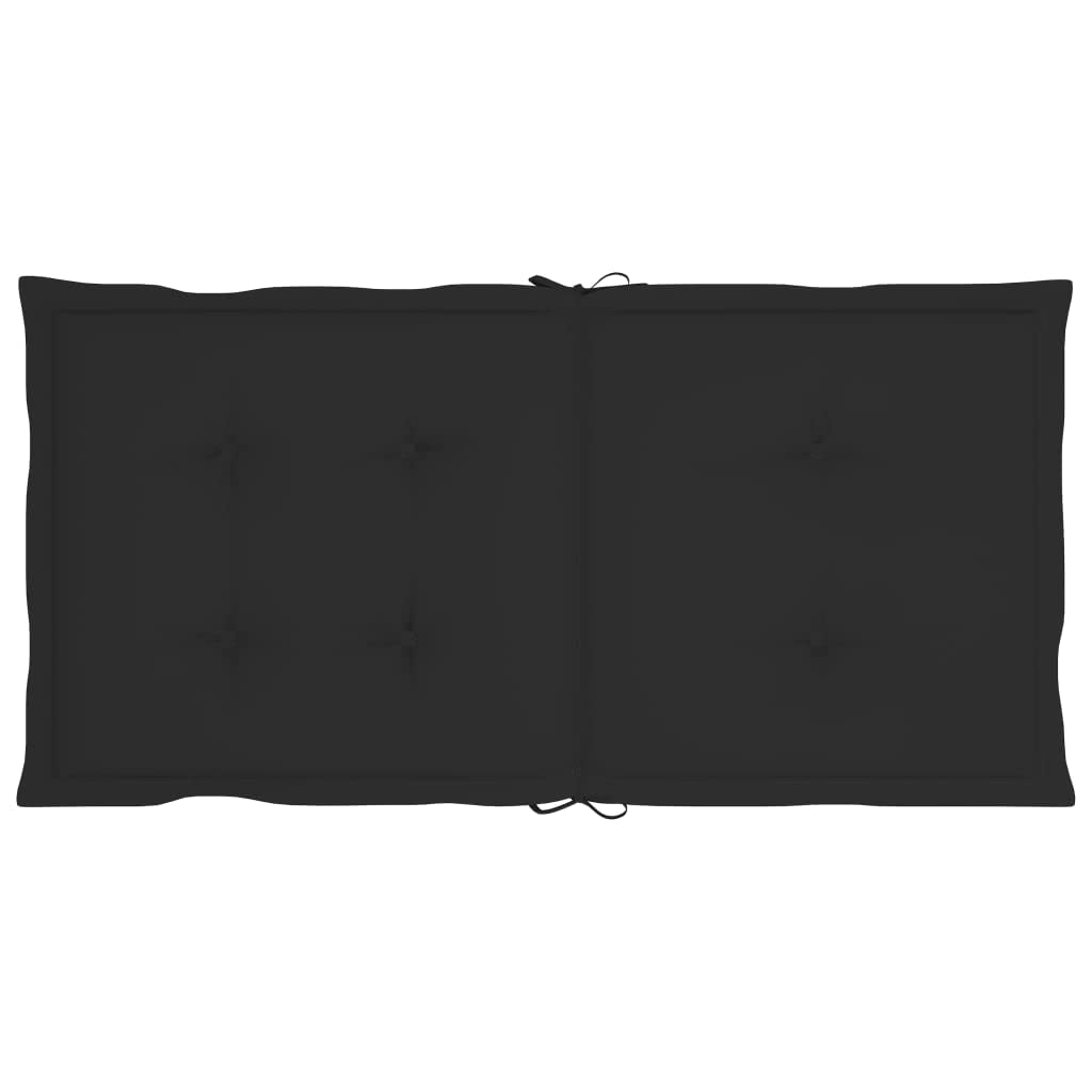 Cuscino per sedia da giardino, 2 pezzi, per sedie a sdraio con schienale alto, design universale, per interni ed esterni, balcone, terrazza, con 2 laccetti, nero, 100 x 50 x 3 cm