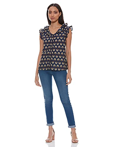 Image of Desi Belle Women's Regular Tops (DBCTTP-6 Navy L)