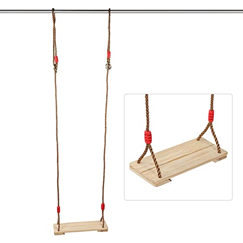 POENVFPO Asiento Colgante para Niños, Columpio de Madera para Interiores y Exteriores, Accesorio Ajustable, Duradero, Equipo de Entretenimiento de Madera de Pino para Niños y Adultos