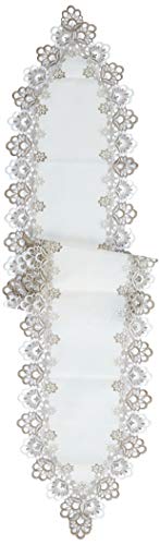 Caminho Mesa Rendado Poliéster Veneza Jolitex Bege/branco/fendi