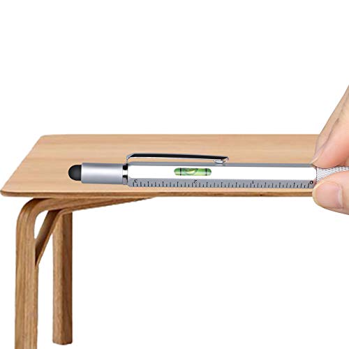 Kaquee Stocking Stuffers Gifts For Men Dad,Multitool Pen Tool Cool Gadget,Christmas Gifts Ideas For Him Engineer Woodworkers Teachers Stylus,Ruler,Level,Screwdriver,Ballpoint Pen(Silver) #TOP4
