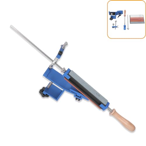Gugxiom Afilador de Cuchillos de ángulo Fijo Profesional, Rotación Horizontal de 360° Kit de Afilado Rápido con 6 Piedras de AfilarKit de Afilado de Cuchillos de ángulo Fijo