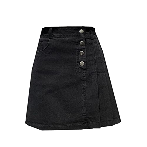 Jupe en jean plissée Alloaone jupe noire taille haute de bureau