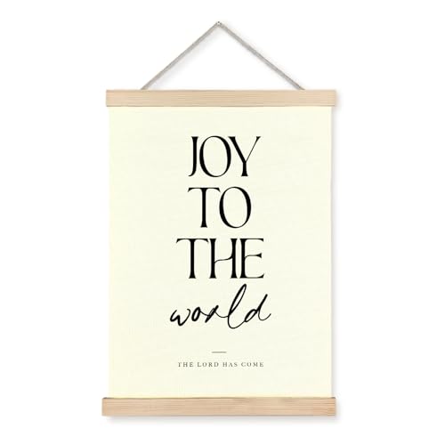 bitCNY Joy to the World Christian Wall Art Poster Framed, Inspirational Bible Verse Christmas Print, Modern Christian Home Room Decor, Religious Scripture Poster for Home Decor, 12x16 Inch