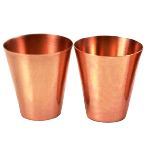 Pure Copper Shot Cups/Glass Collection Set of 2-2oz for for Moscow Mules, Cocktails & Shooters Ice Cold Vodka, Tequila, Whisky