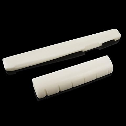 Mr.Power 6 String Guitar Bone Bridge Saddle and Nut Made of Real Bone (For Acoustic) Cover