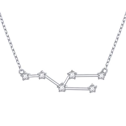925 Sterling Silver CZ Astrology 12 Constellation Horoscope Sign Astrology Zodiac Star Taurus Necklace Birthday Gifts for Women Girls,18 inch