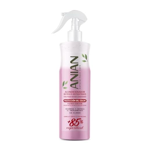 ANIAN - Acondicionador sin Aclarado, 400 ml, Acondicionador Bifásico Protección Color, Cabello Teñido o Mechas, Filtros Solares UVA/UVB, Cabello Suave y Brillante, Proteína de Seda y Queratina