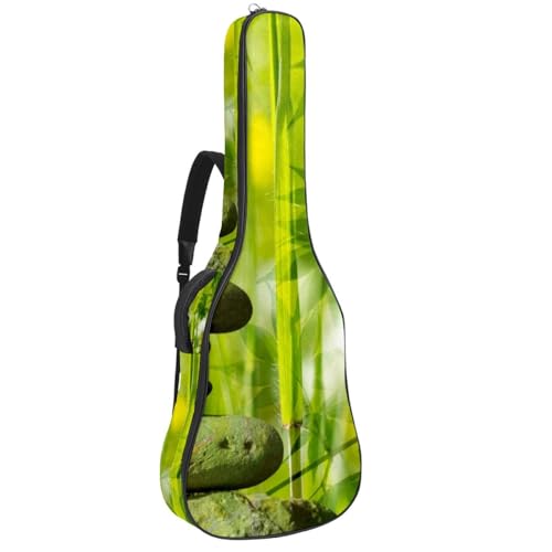 Sac de guitare acoustique motif feuilles de pierre de méditation avec organiseur intégré