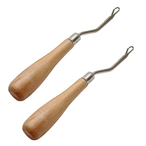 Lifcratms LIF230110009 6.3 Inch Wooden Bent Latch Hook Tool 2Pcs cover