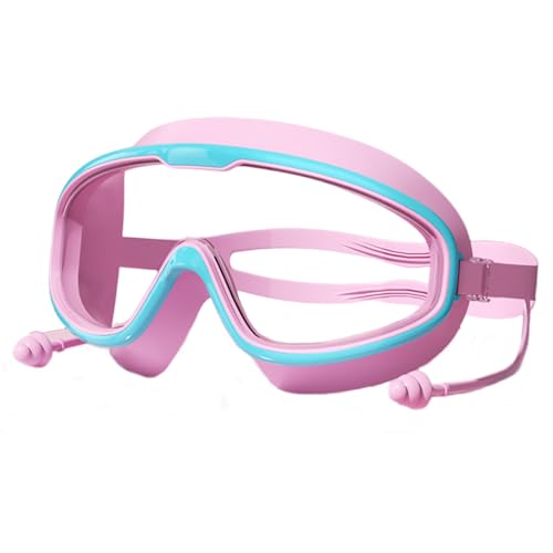 Occhiali da immersione per bambini, per ragazzi e ragazze, con tappi per le orecchie, panoramici, anti-appannamento, anti-UV, maschera da snorkeling per bambini da 4 a 13 anni