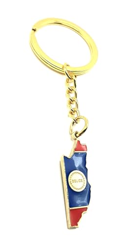 SNS Components Belize Porte-clés en métal émaillé Motif drapeau de l'Amérique centrale Doré, multicolore, taille unique