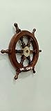 Matériaux : bois et laiton UK Gift Gouvernail de bateau en bois Marron 30,5 cm
