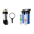 iSpring WSP50ARJ-BP Whole House Prefilter, Spin-Down Sediment Water Filter with Bypass & WGB22B 2-Stage Whole House Water Filtration System with 20” x 4.5” Fine Sediment