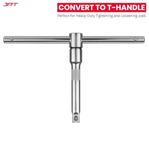 Image of JPT Heavy-Duty 1 /2 inch Drive 3Pcs Socket Handle Set | T-Handle, L-Handle & Extension Bar | Heat-Treated Cr-V Steel | High Torque Wrench Set for Automotive and home Repairs