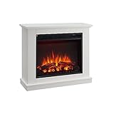 BALDERIA Chimenea eléctrica de pie Phanos | Efecto de Llama 3D | Calentador, Calefacción eléctrica de 2000W | Iluminación Ambiental LED | Mando a Distancia, Temporizador y termostato | Blanco