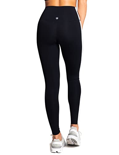 Delfin Women's Power High-Waist Leggings With Stripes Black/White, M #TOP1