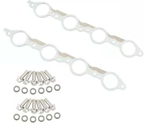 Image of 12617944 LS MLS Exhaust Header Exhaust Manifold Gasket Bolts Kit Compatible with Silverado Sierra Suburban 1500 2500 HD Yukon CTS Escalade MLS LS LQ LM7 4.8L 5.3L 5.7L 6.0L 6.2L (with Bolts)