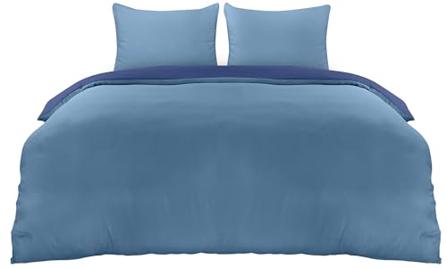 Utopia Bedding Housse de Couette 220x240 cm avec 2 Taies d'oreiller 65x65 cm (Bleu Marine/Bleu Clair) - Parure de lit 220 x 240 cm - Ensembles de Housses de...